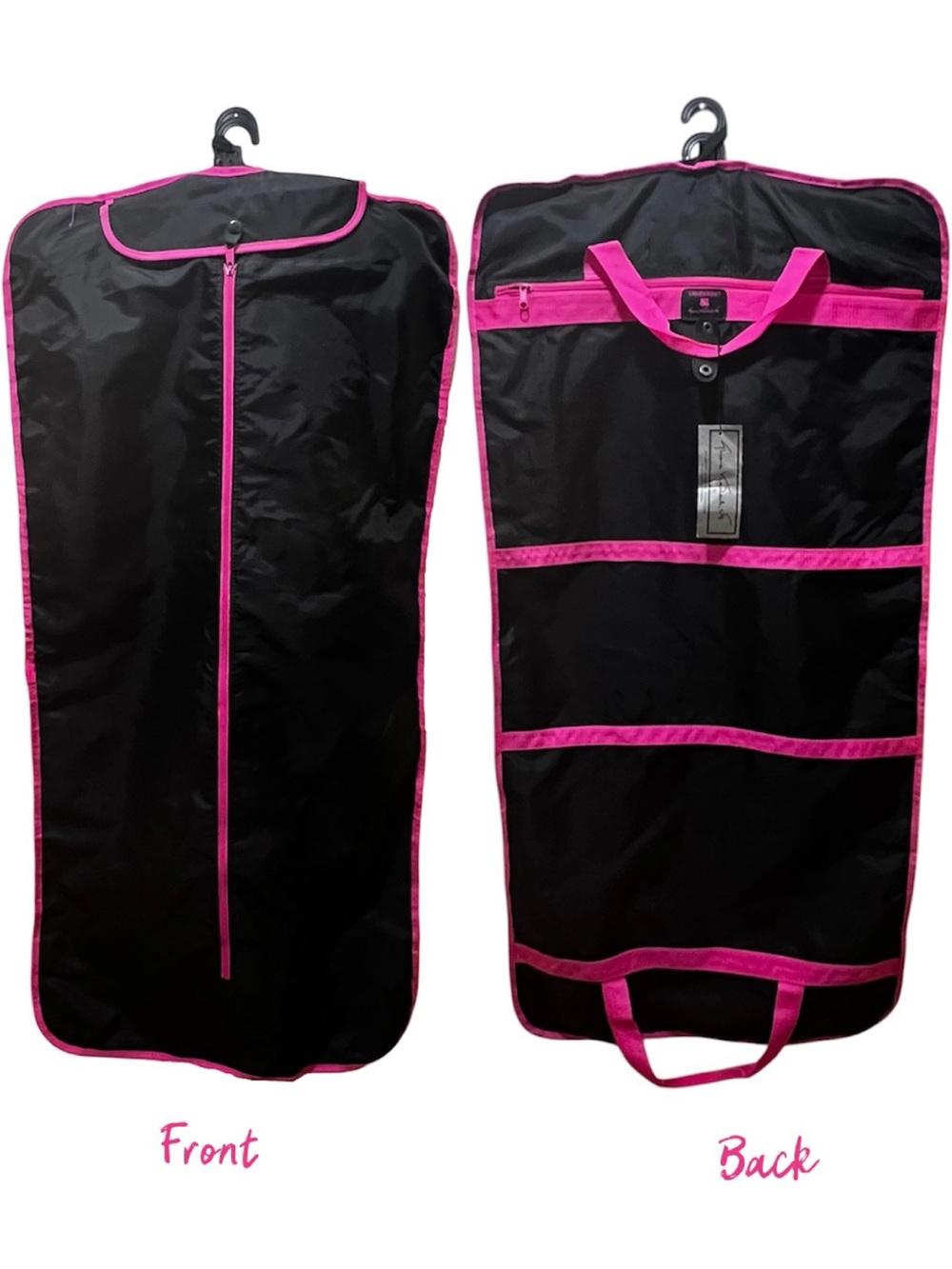 Gloria Vanderbilt Vintage Garment Bag Black & Hot Pink Y2K Travel Luggage NWT